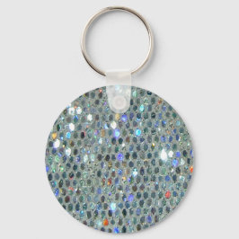 Chaveiro Glitzy Sparkly Silver Glitter Bling