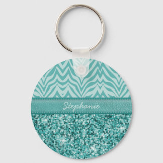 Chaveiro Glitzy Teal Zebra