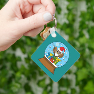 Chaveiro Globo de Neve com Santa Claus Owl