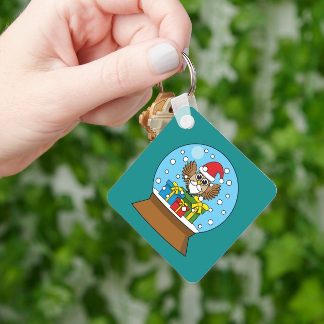 Chaveiro Globo de Neve com Santa Claus Owl (Mão)