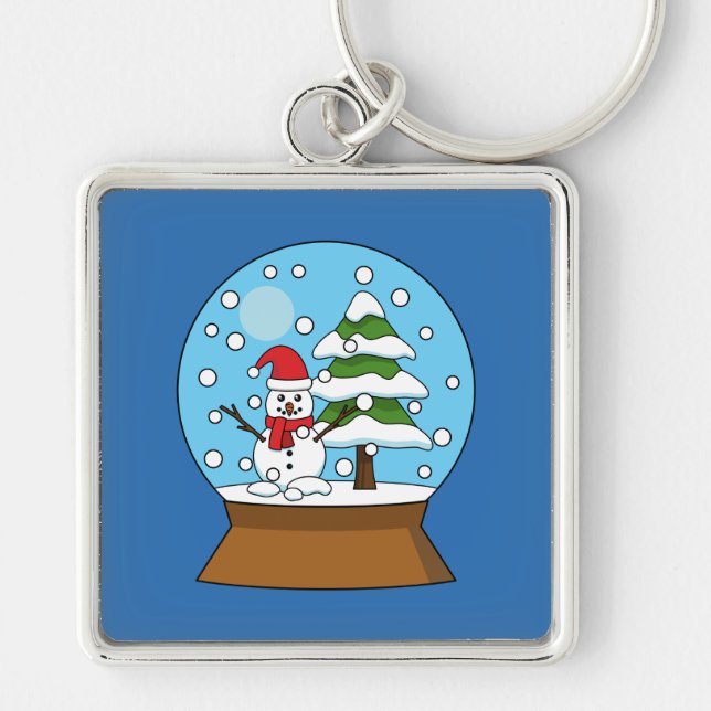 Chaveiro Globo de Neve com Snowman e Pine Tree (Frente)