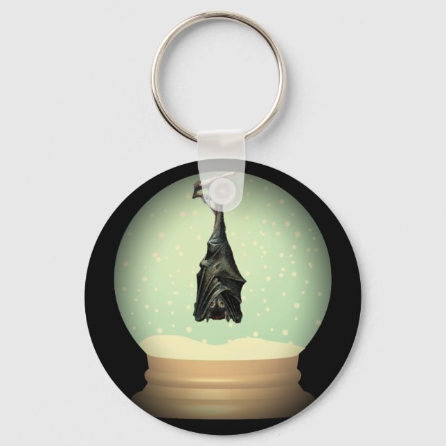 Chaveiro Globo negro de neves do morcego (Frente)