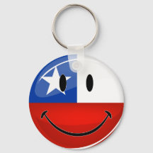 Glossy Round Smiling Chilean Flag