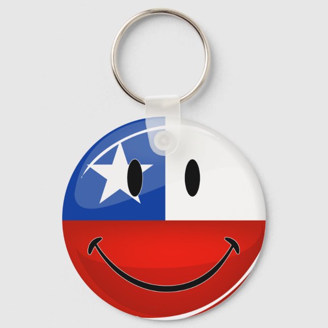 Chaveiro Glossy Round Smiling Chilean Flag (Frente)