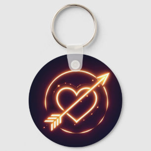 Chaveiro glowing image of a heart with cupid's arrow