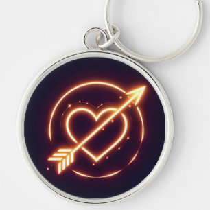Chaveiro glowing image of a heart with cupid's arrow