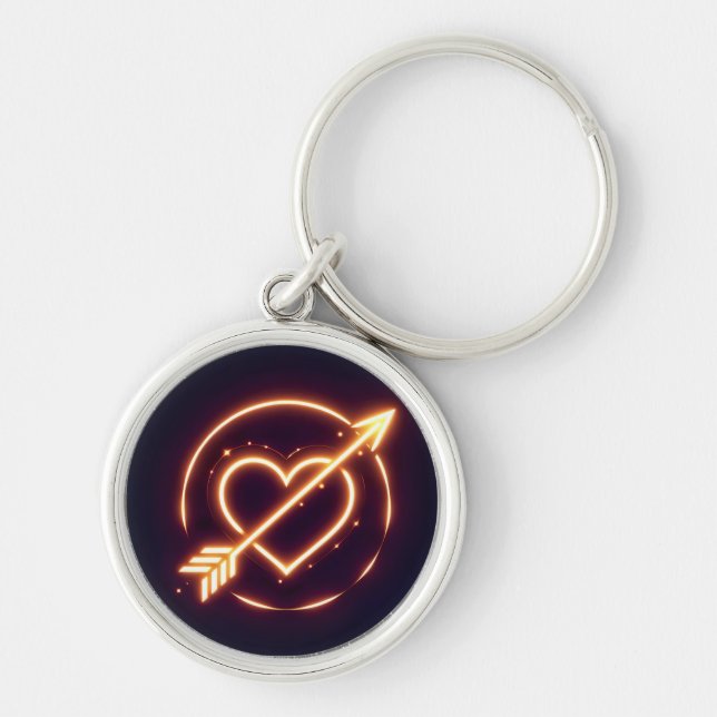 Chaveiro glowing image of a heart with cupid's arrow (Frente)