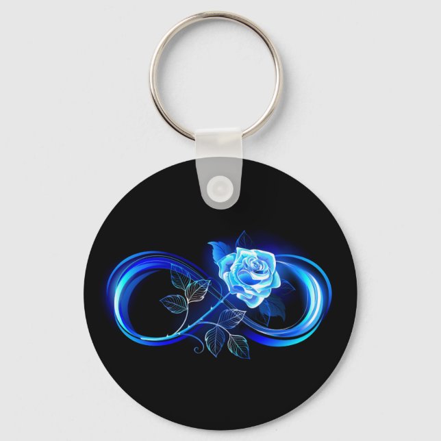 Chaveiro Glowing infinity with blue rose (Frente)