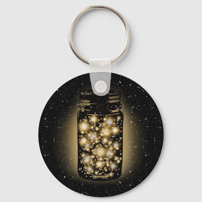 Chaveiro Glowing Jar Of Fireflies With Night Stars (Frente)