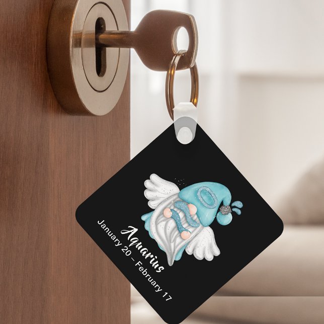 Chaveiro Gnome Aquarius - Sinal de Astrologia Angel Chaveir (Gnome Aquarius Astrology Sign Angel Keychain)