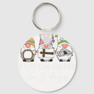 Chaveiro gnome muita coisa pode acontecer em 3 dias, retrô,