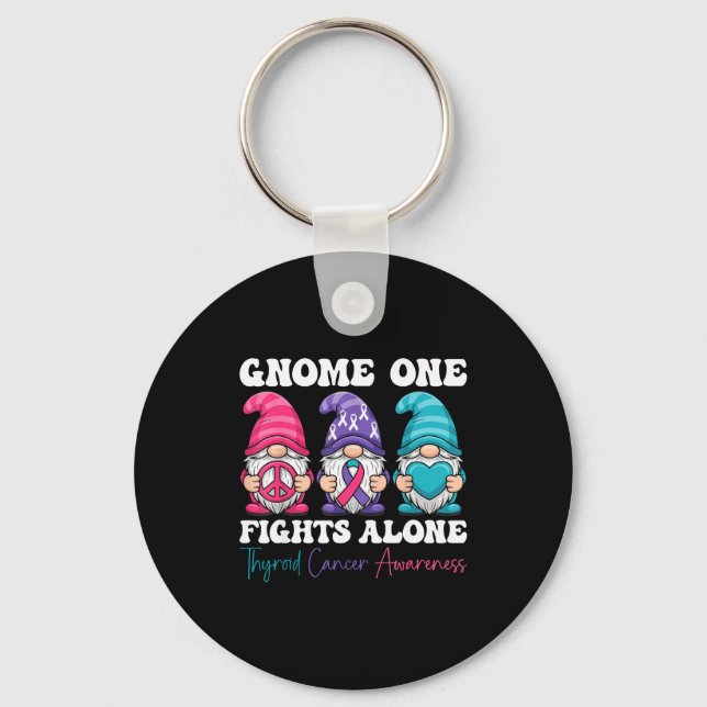 Chaveiro Gnome One Fights Alone - Christmas Thyroid Cancer  (Frente)