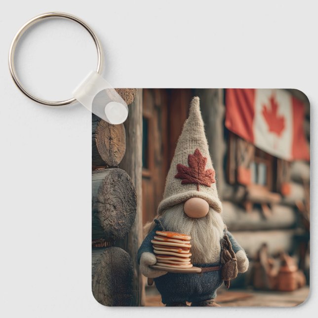 Chaveiro Gnomo canadense bonito com panquecas (Frente)