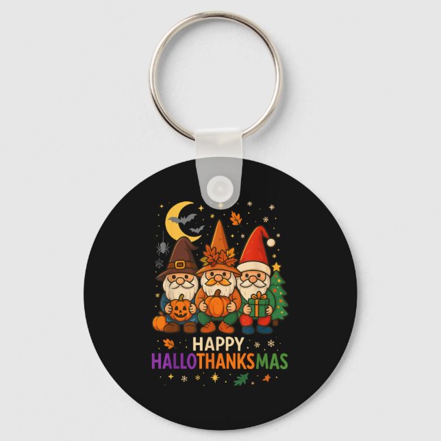 Chaveiro Gnomo Happy Hallothanksmas Shirt Ação de Graças (Frente)