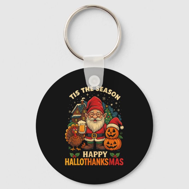 Chaveiro Gnomo Happy Hallothanksmas Shirt Halloween Thankg (Frente)