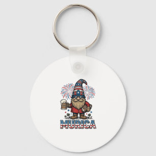 Chaveiro Gnomo Patriótico da Murica Cerveja Camisa Vintage