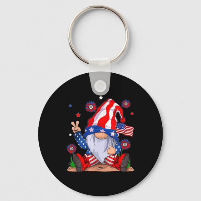 Chaveiro Gnomos 4 de Julho Patriótico Gnome Divertido Ameri (Frente)