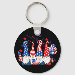 Chaveiro Gnomos do Dia 4 de Julho Bandeira Americana Patrió