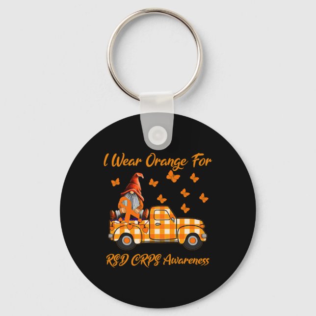 Chaveiro Gnomos Eu Visto Laranja Para A Consciência Do Rsd  (Frente)