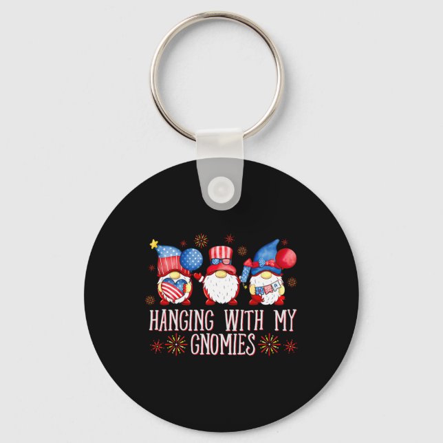Chaveiro Gnomos Patrióticos Para 4 De Julho Pendurados Com  (Frente)