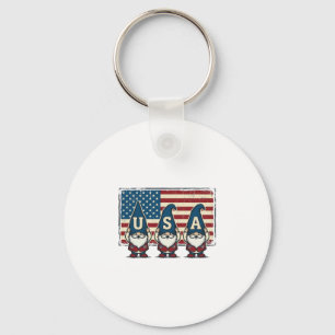 Chaveiro Gnomos Patrióticos Vintage EUA Design de Camisa Br
