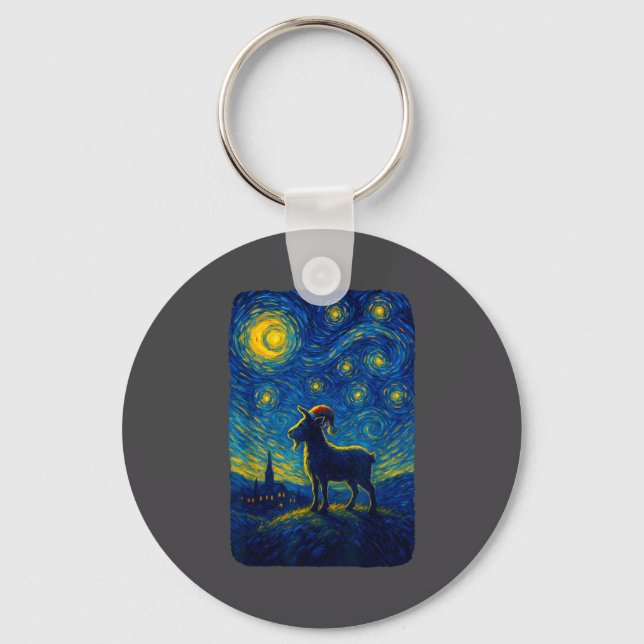 Chaveiro Goat Lover Santa Hat Christmas Starry Cute Night V (Frente)