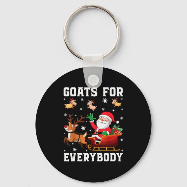 Chaveiro Goats For Everybody Santa Sleigh Funny Christmas G (Frente)