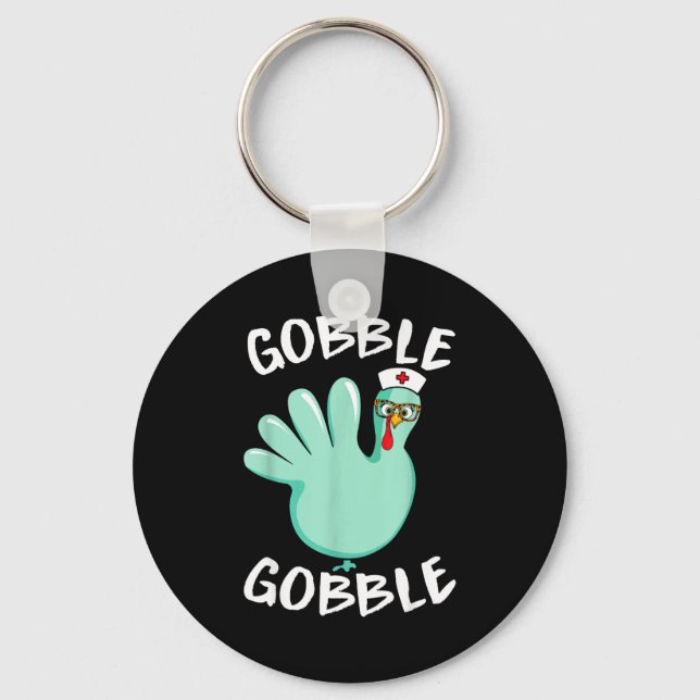 Chaveiro Gobble Gobble Funny Turkey Glove Thanksgiving Nurs (Frente)