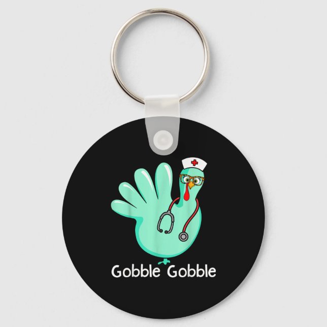 Chaveiro Gobble Gobble Funny Turkey Glove Thanksgiving Nurs (Frente)