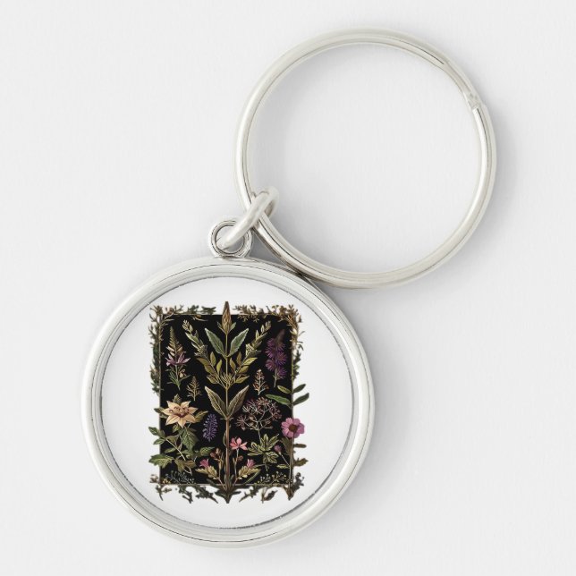 Chaveiro Goblincore Bruxa Vitoriana Ervas Clássico (Frente)