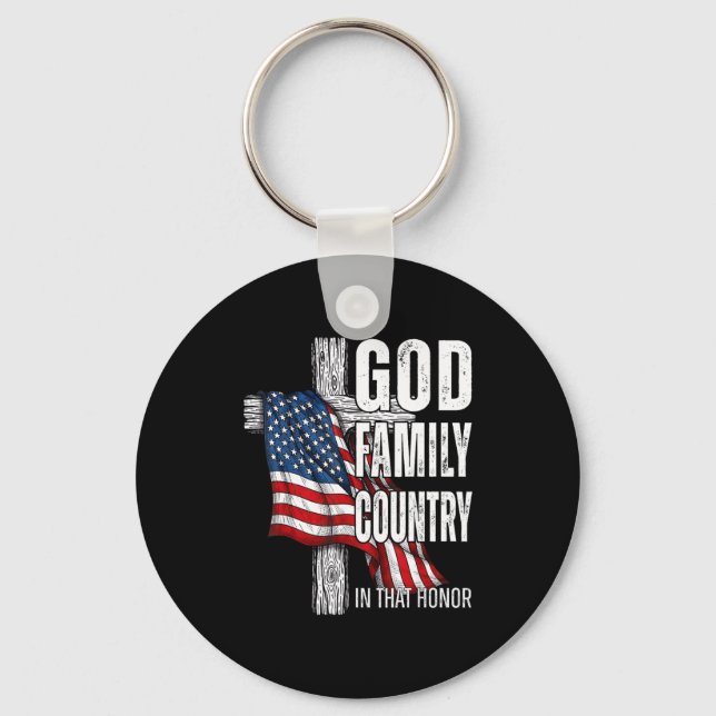 Chaveiro God Family Country American Flag Christian Patriot (Frente)