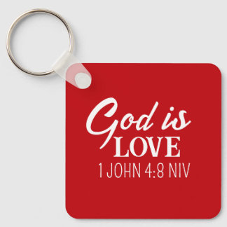 Chaveiro God is Love Bible Verse Christian Faith Red