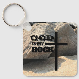 Chaveiro God is My Rock Bible Verse Black Cross Christian