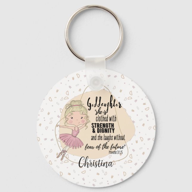 Chaveiro GodFilha Gift QUOTE Proverb Blona BALLERINA (Frente)