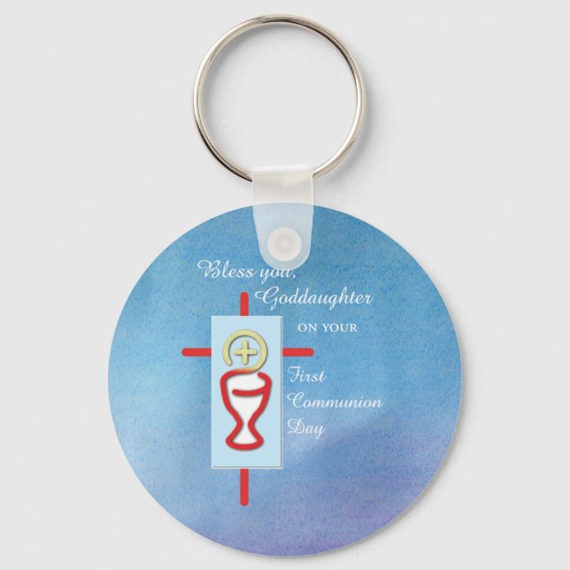 Chaveiro Godfilha, Primeira Comunhão Sagrada, Turquesa (Frente)