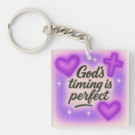 Chaveiro god's timing is perfect airbrush retro 90s purple 