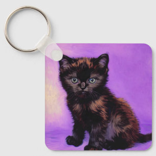 Chaveiro Gogh Style Purple Cat