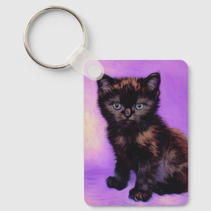 Chaveiro Gogh Style Purple Cat