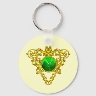 Chaveiro GOLD CELTIC HEART,SHAMROCK St Patrick's Day White