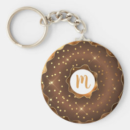 Chaveiro Gold glitter chocolate doughnut monogram glam