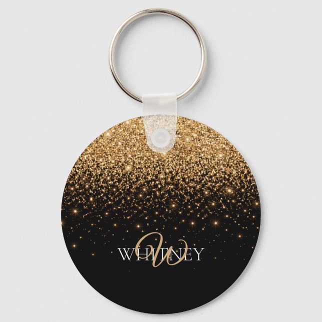 Chaveiro Gold Glitter Sparkle Elegant Luxury Texture        (Frente)