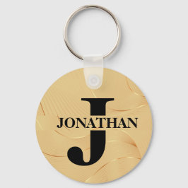 Chaveiro Gold Intersecting Initial Letter Name Typography