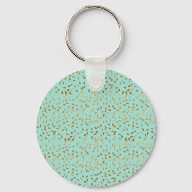 Chaveiro Gold Leaf Confetti pattern on Mint (Frente)