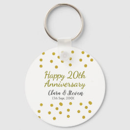 Chaveiro Golden dots glitter happy 20th anniversary wedding