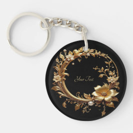 Chaveiro Golden Floral Ornate Frame Keychain