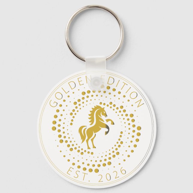 Chaveiro Golden Horse Logo Custom Text Classic Icon  (Frente)