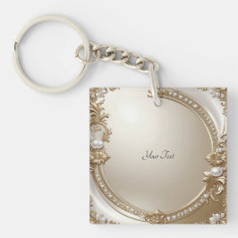 Chaveiro Golden Ornate Frame with Pearls Keychain
