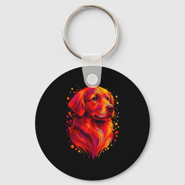 Chaveiro Golden Retriever Art Rtrait For Dog Owners  (Frente)