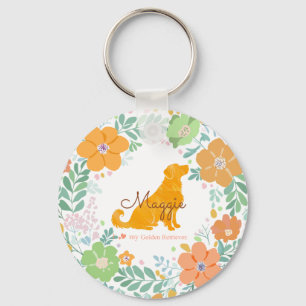 Chaveiro Golden Retriever com Foto Personalizada em Laranja