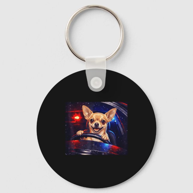 Chaveiro Golden retriever engraçado dirigindo meme cachorro (Frente)